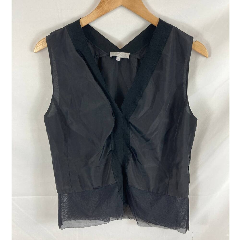 1. State Sleeveless V Neck Mesh Detail Blouse Size Medium